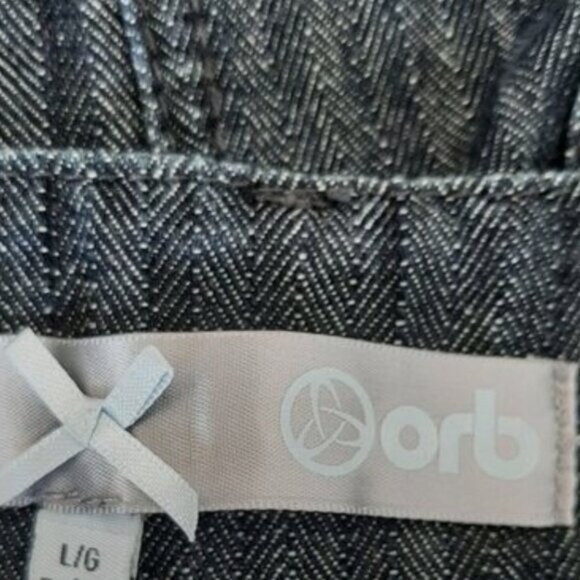 ORB / Herringbone Pattern Blue Jean Mini Skirt Retro Y2K Style Sz L - Picture 9 of 10